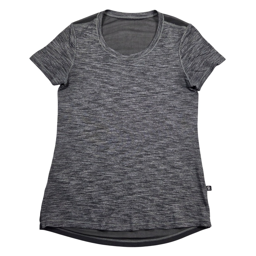 Lululemon Beat The Heat Gray Athleisure Mesh Athletic Short Sleeve Shirt Women M